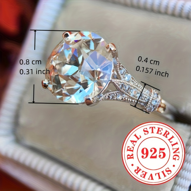 925 Silver CZ Engagement Ring Rhodium Plated 2.6g Romantic Propos